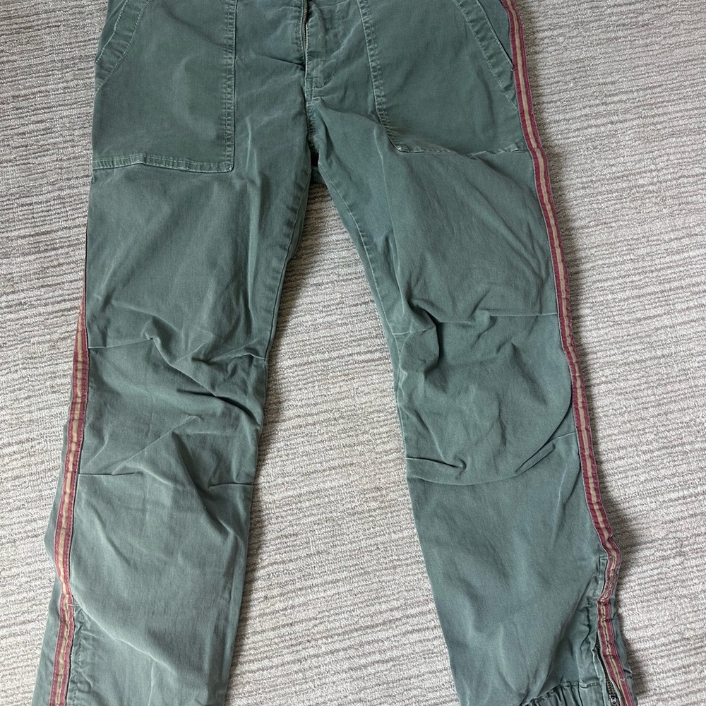 Nili Lotan Cargo Pants Green with Red Accents